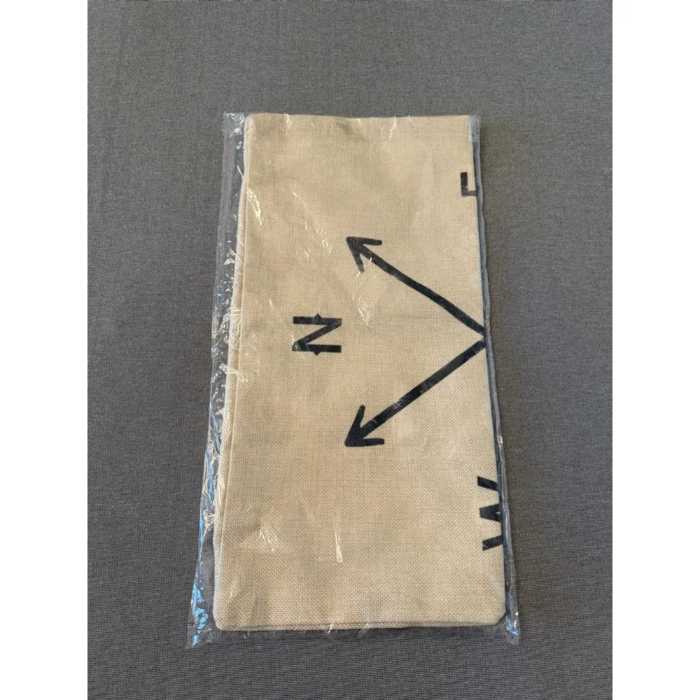 New in Package zipper pillow cover graphic design compass rose N, S, E, W 18x18